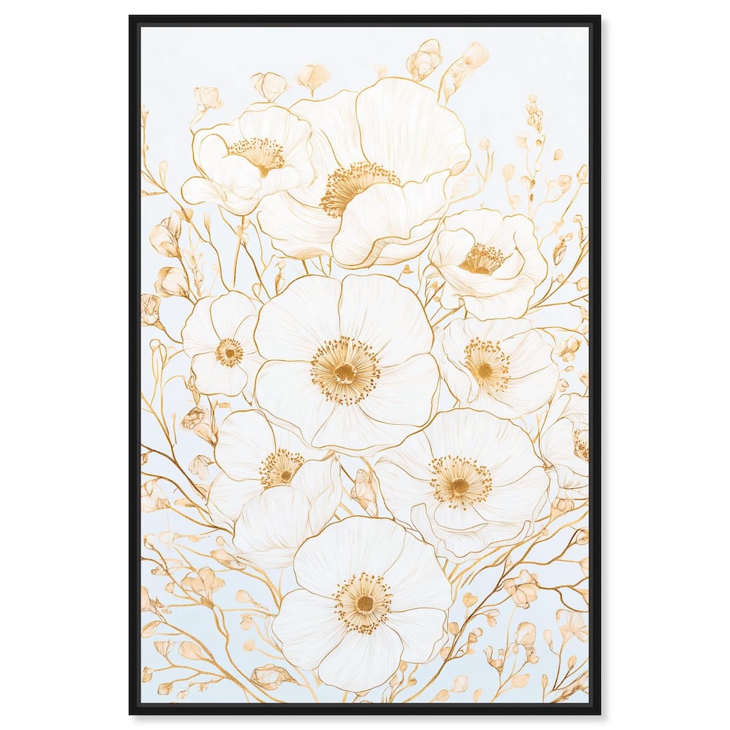 White and Gold Poppies II Canvas by Art Remedy