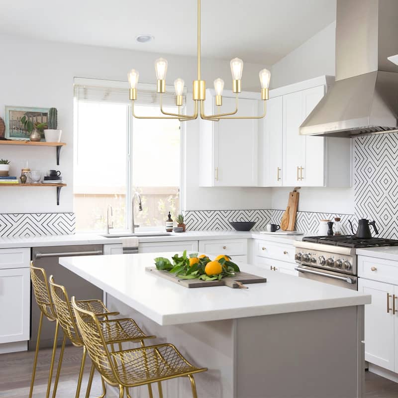 6-Light 30.15"W Kitchen Island Modern Chandeliers for Living Room