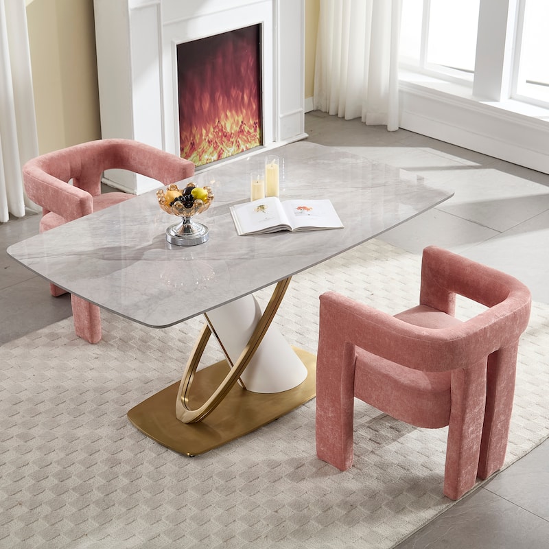 Pink Barrel Chair Side Chair Accent Chair Set of 2, Modern Reading Chair Beige Reception Chair Kitchen Chair