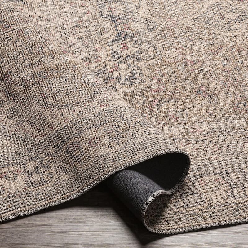 Livabliss Traditional Colin Medallion Washable Area Rug
