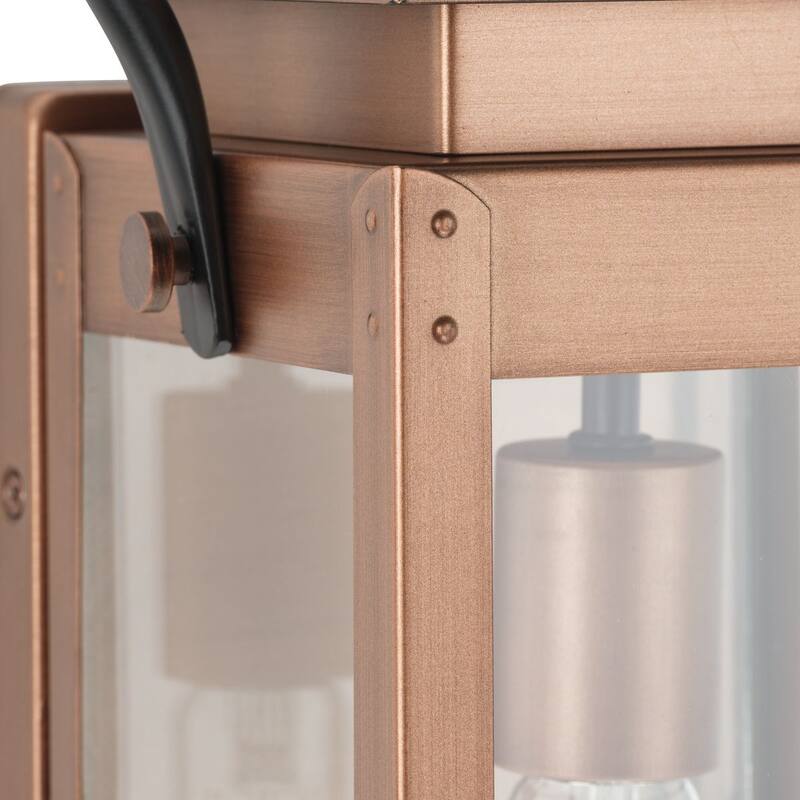 Union Square One-Light Medium Antique Copper Urban Industrial Outdoor Wall Lantern - 7.87 in x 6.5 in x 19.37 in