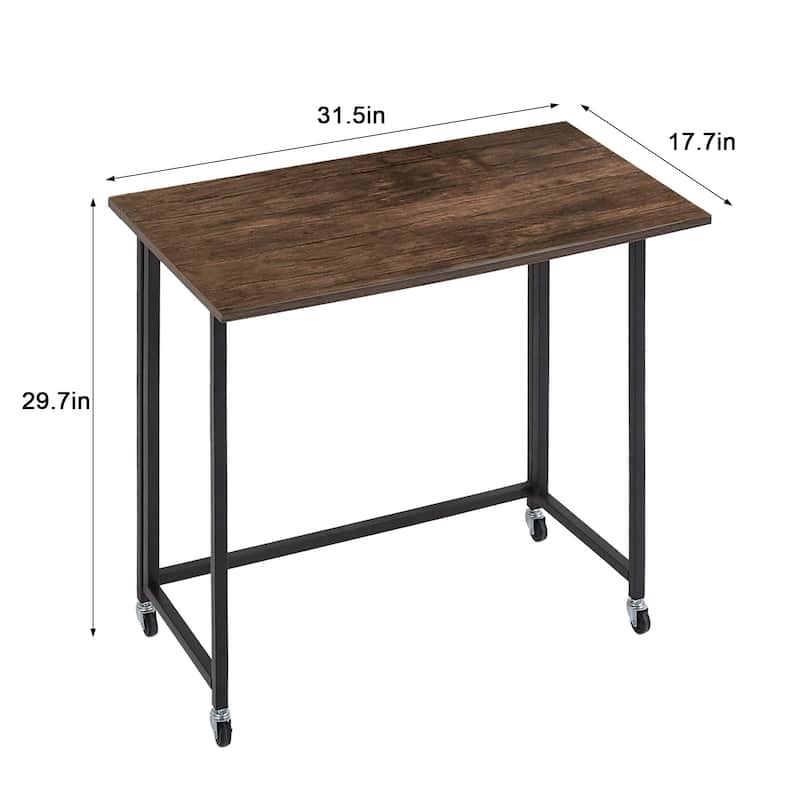 Javlerg Mobile Folding Computer Desk, 31.5" No Assembly Rolling Writing Desk, Space Saving Foldable Laptop Table for Home Office