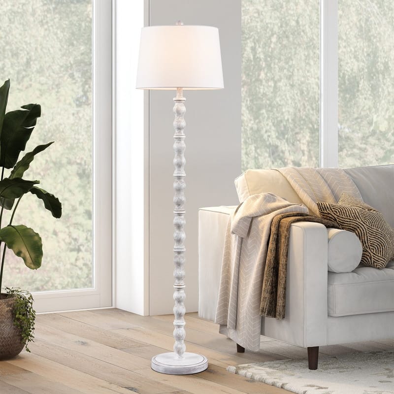 KAWOTI 60.25'' Black Standard Floor Lamp with Drum Shade