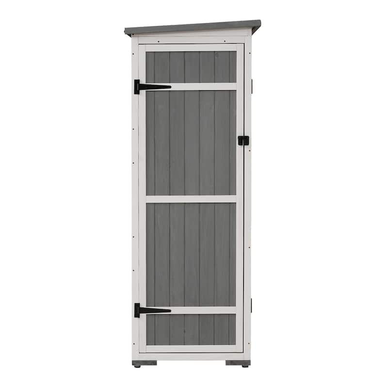 Outdoor Lockable Wood Storage Shed with Waterproof Roof and Shelves