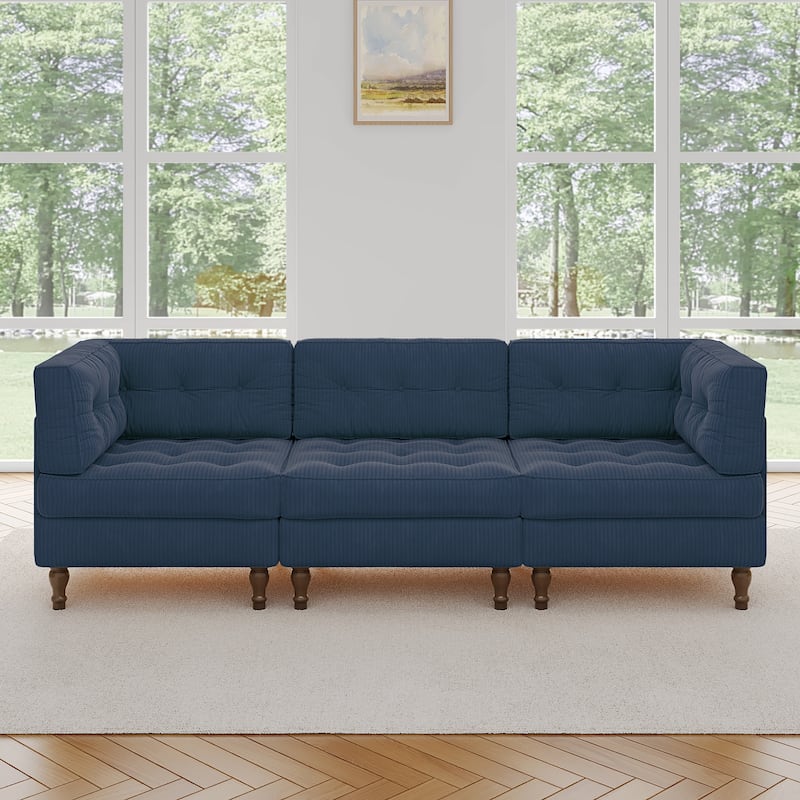 98"W Modular Upholstered Corduroy Sectional Sofa for Living Room