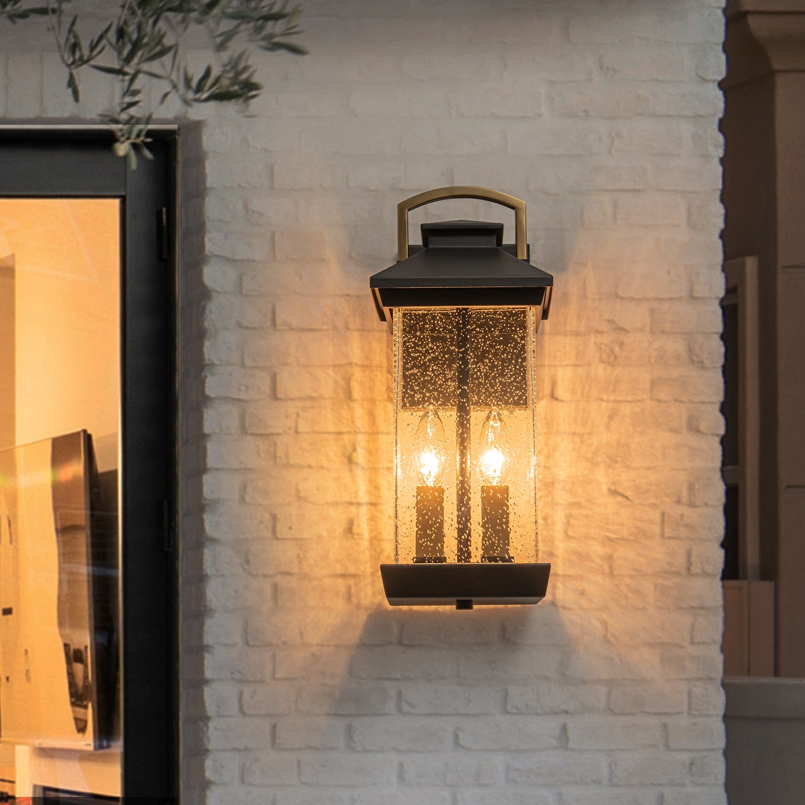 15.7"H 1-Light Waterproof Anti-Rust Black Exterior Wall Sconce Light Fixture with Clear Glass - 15.75"