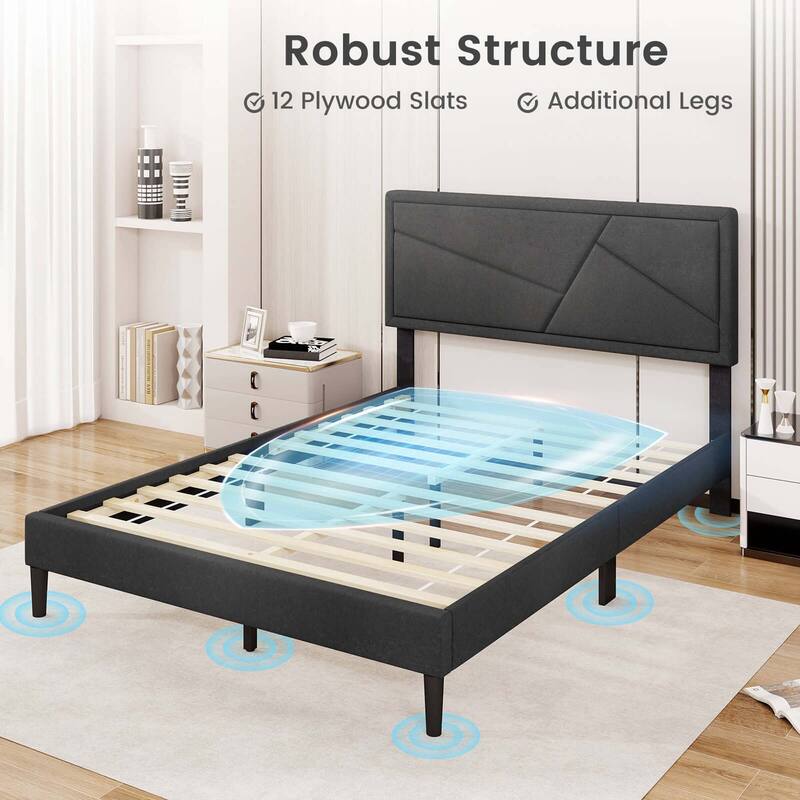 Costway Twin/Full/Queen Size Bed Frame with High Headboard & Wooden