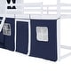 preview thumbnail 10 of 21, Twin Size Bunk Wood House Bed with Elegant Windows, Sills and Tent