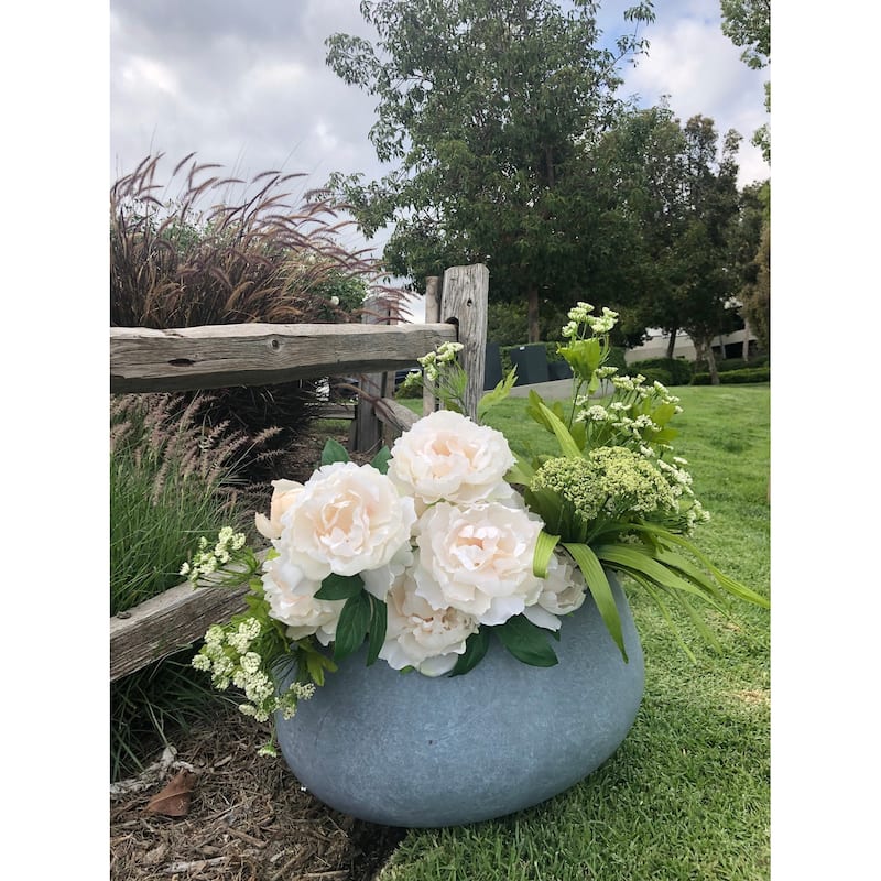 Durx-litecrete Lightweight Concrete Modern Low Bowl Cement Planter-Medium - 15.7'x15.7'x7.9'