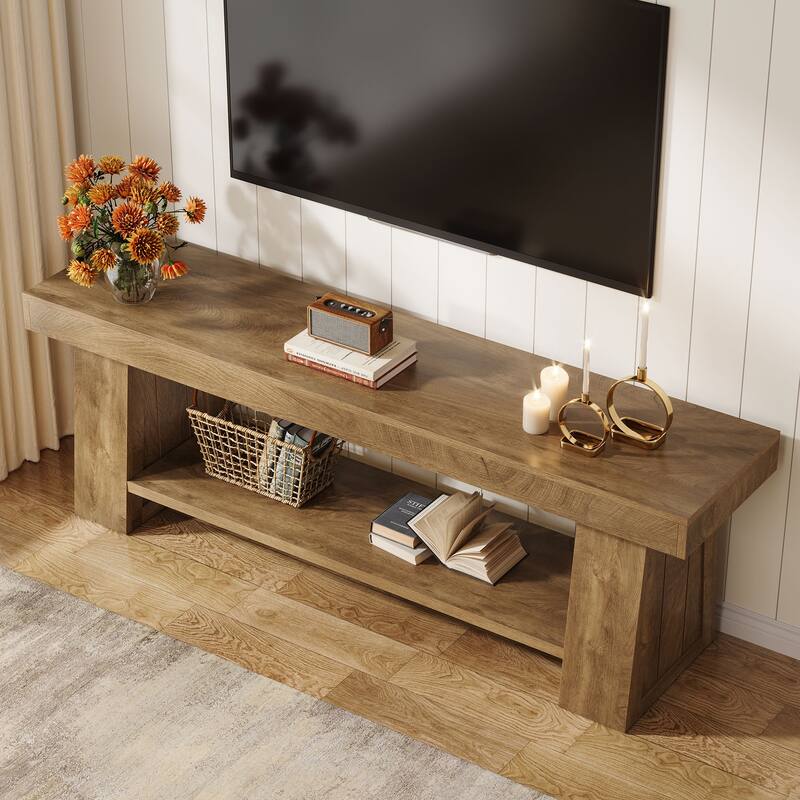 63" TV Stand for TVs up to 75 Inch, Rustic Entertainment Center