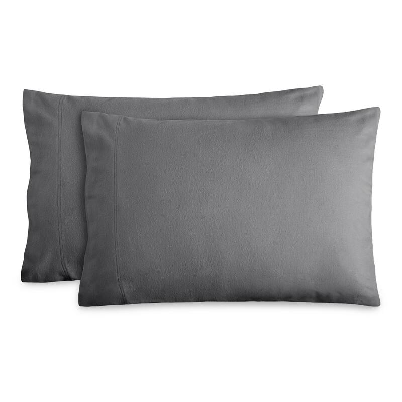 Bare Home Cotton Flannel Pillowcases (Set of 2) - Standard - Grey