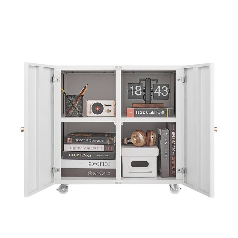 Mobile Lateral Filing Cabinet with Open Storage Shelf for Letter/Legal/A4 Size Files