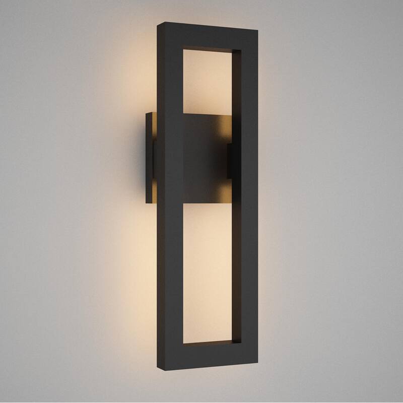2-Pack Matte Black Iron Integrated LED Outdoor/Indoor Wall Sconce