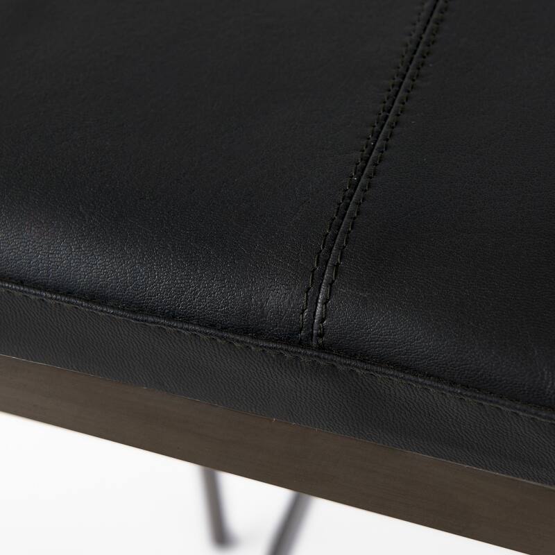 Millie Black Genuine Leather Seat with Nickel Metal Frame Counter Stool