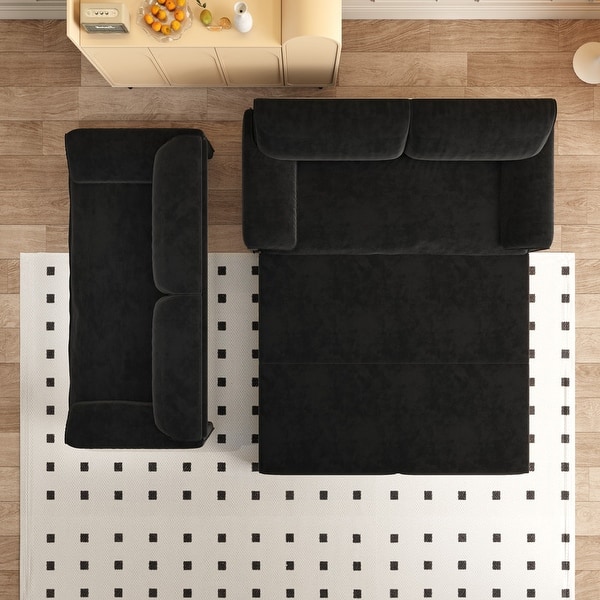 dimension image slide 2 of 3, 66" Queen Pull Out Sofa Bed, 3-in-1 Convertible Sleeper Sofa with Side Storage