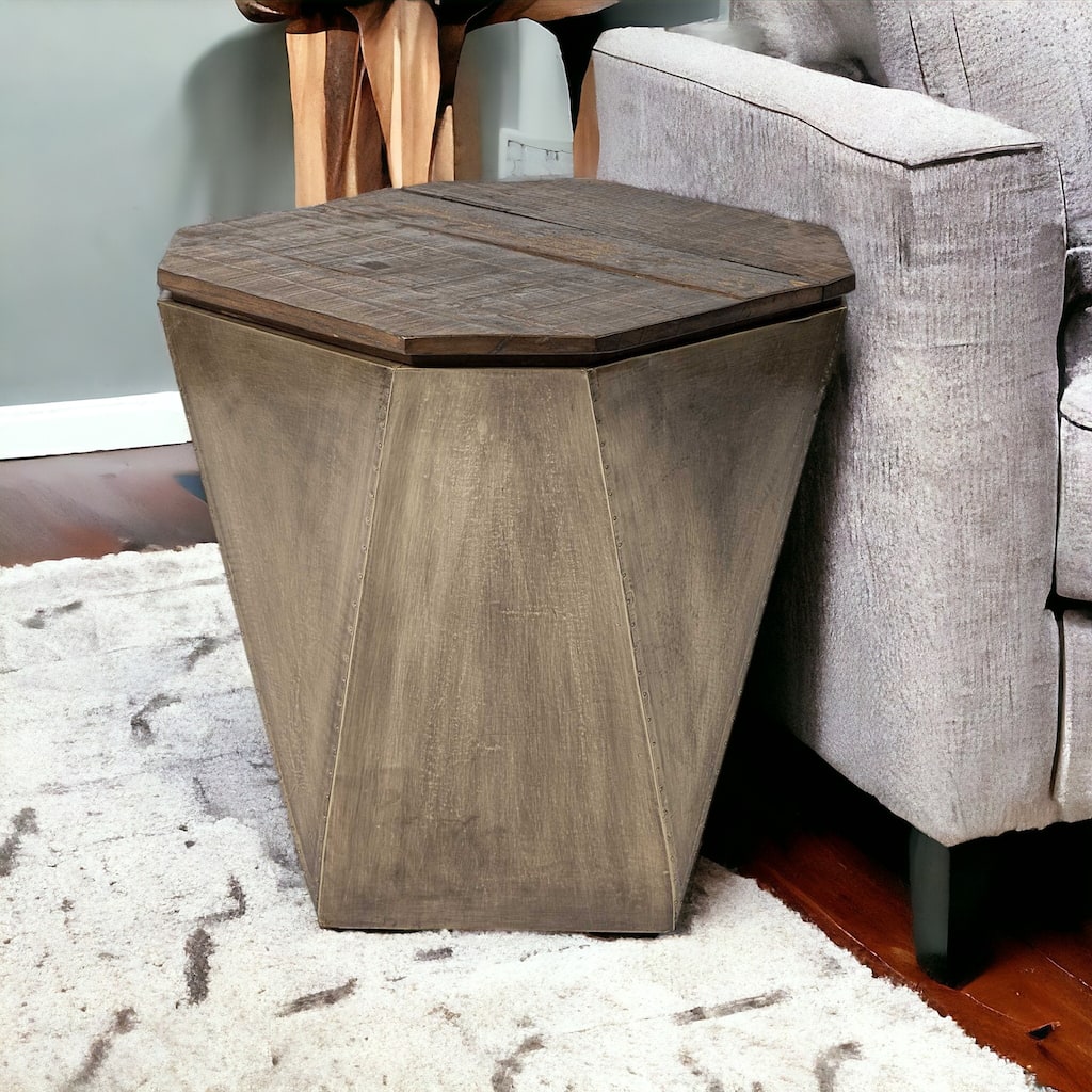 HomeRoots 21" Brown Solid Wood End Table - 19.3' X '21' X '19.3