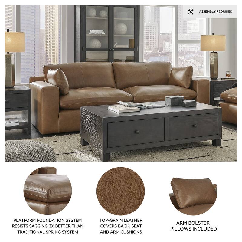 Signature Design by Ashley Emilia Caramel 2-Piece Loveseat - 98"W x 41"D x 36"H