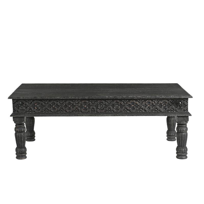Milton Solid Wood 3-Piece Carved Living Room Table Set