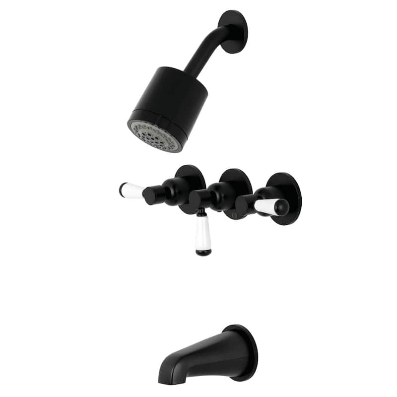 Paris Three-Handle Tub and Shower Faucet - Matte Black