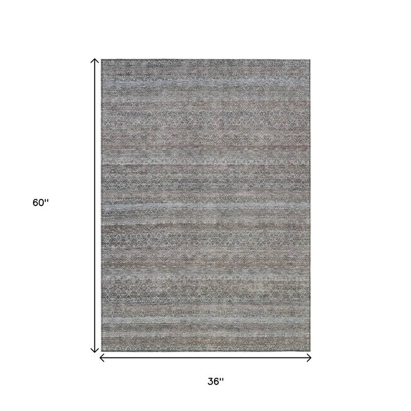 HomeRoots Striped Transitional Rectangle Outdoor Rug