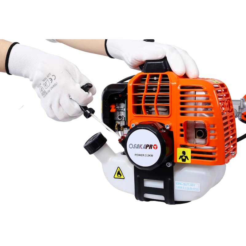 Orange 52cc 2-Stroke Gas String Trimmer and Brush Cutter Combo with Powerful Engine - 73.50”L x 25”W x 15.50”H