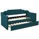preview thumbnail 10 of 9, Twin Size Daybed Green Upholstered Sleeper Sofa Bed with Trundle