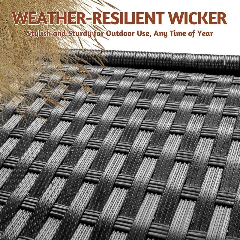 Outdoor Wicker Single Chaise Lounge with Cushion