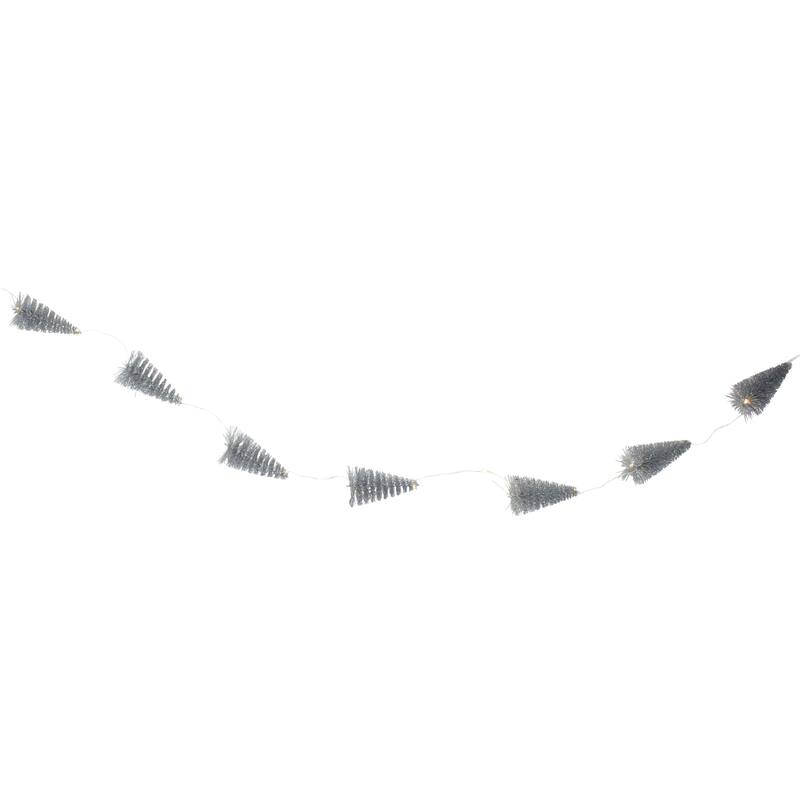 6.75' LED B/O Silver Mini Sisal Tree Christmas Garl Warm White Lights