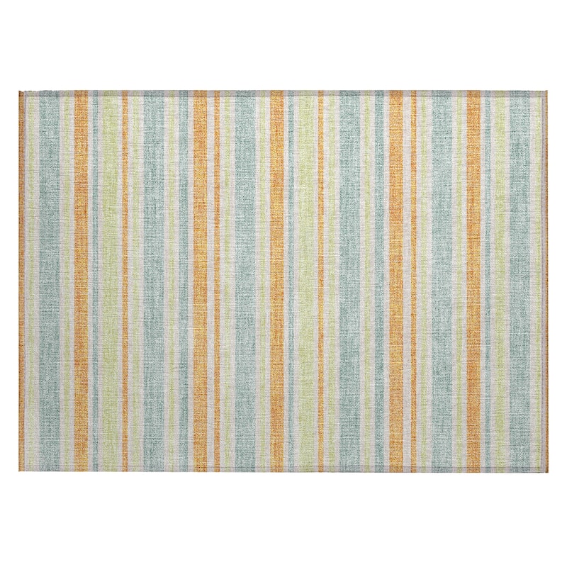 Machine Washable Indoor/ Outdoor Thin Cabana Stripe Chantille Rug