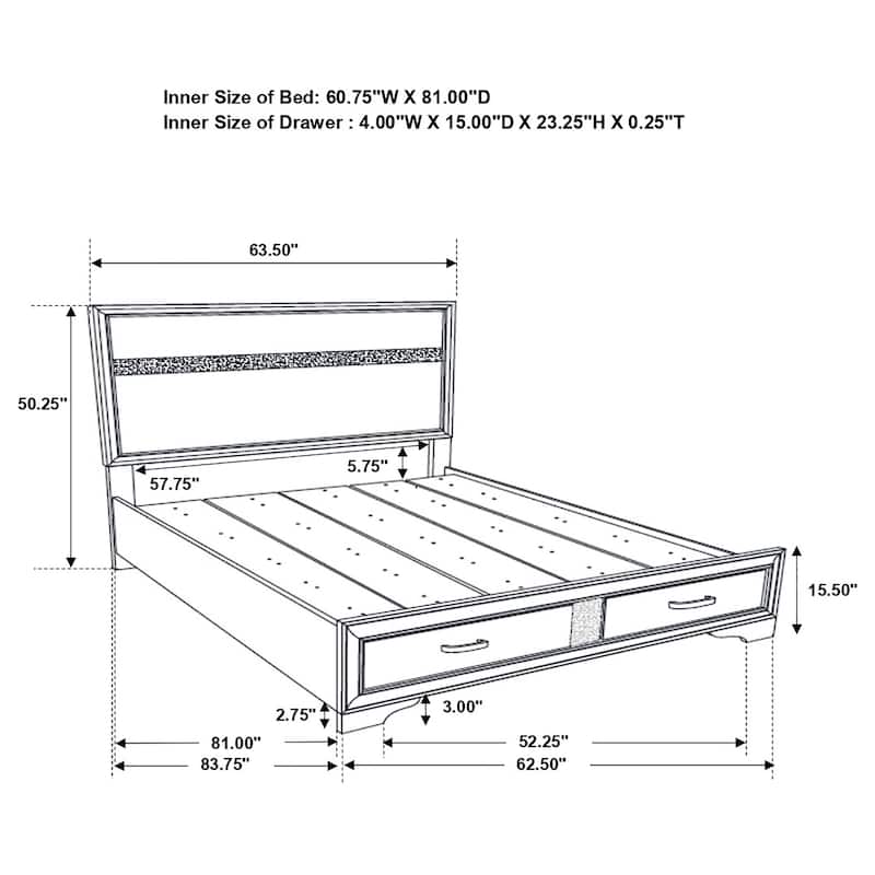 Miranda Contemporary Wood Storage Panel Bed