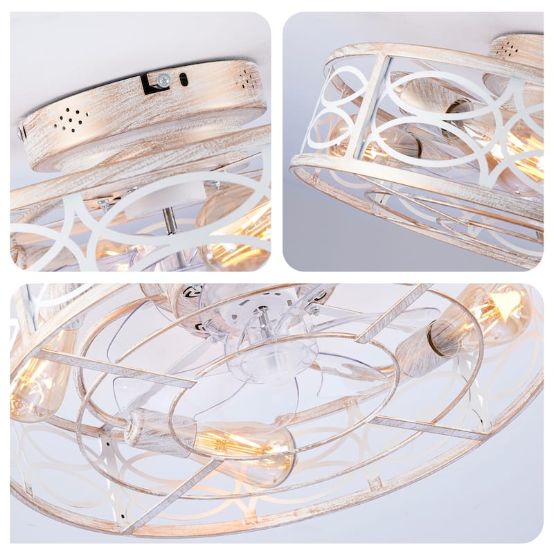 20" Caged Ceiling Fans with Lights and Remote Control, NOT Included Bulbs