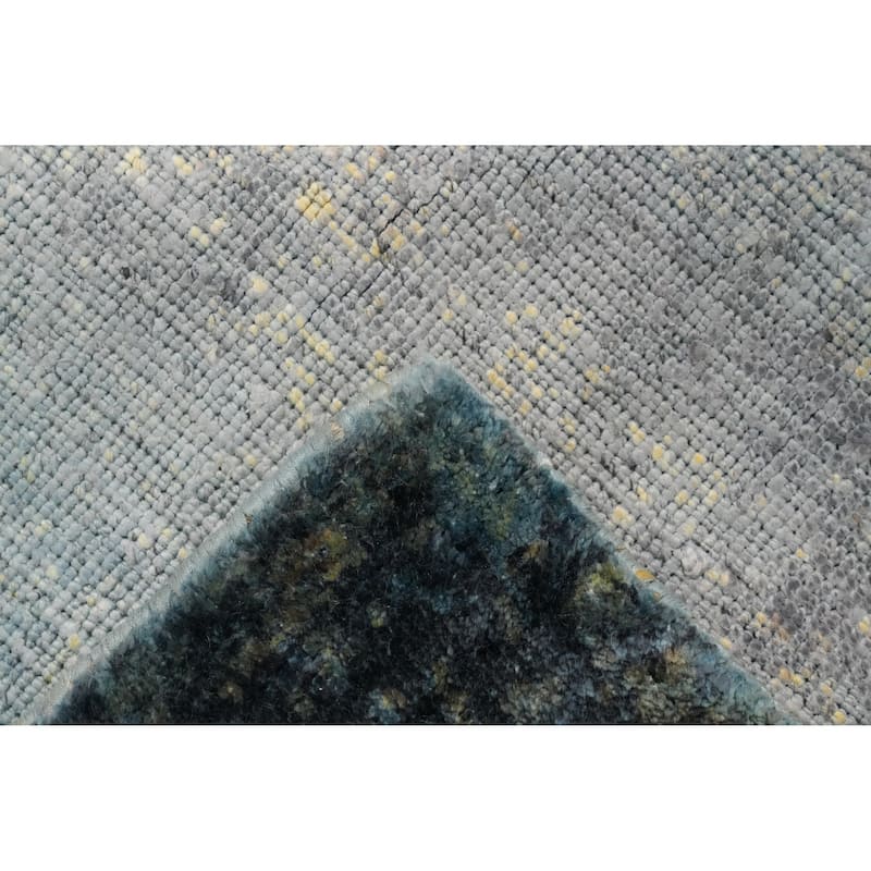 Hand Knotted Oriental Viscose Silk Carpet Modern Abstract Multi-Colored Abstract Area Rug - 7' 7'' X 5' 8''