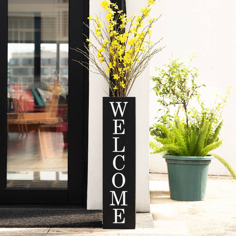 Glitzhome 30"H Rustic Welcome & Home or Welcome & Porch Double Sided Wooden Planter Sign Front Door Decor(2025 Quality-upgraded)