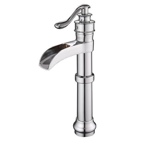 Vibrantbath Waterfall Spout Single Handle Bathroom Vessel Sink Faucet