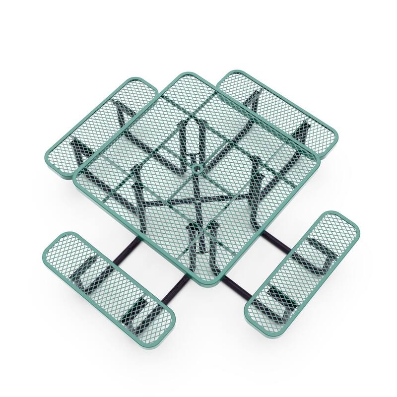 Commercial Grade Expanded Mesh Metal Outdoor Picnic Table - 79.75"D x 79.75"W x 28.75"H