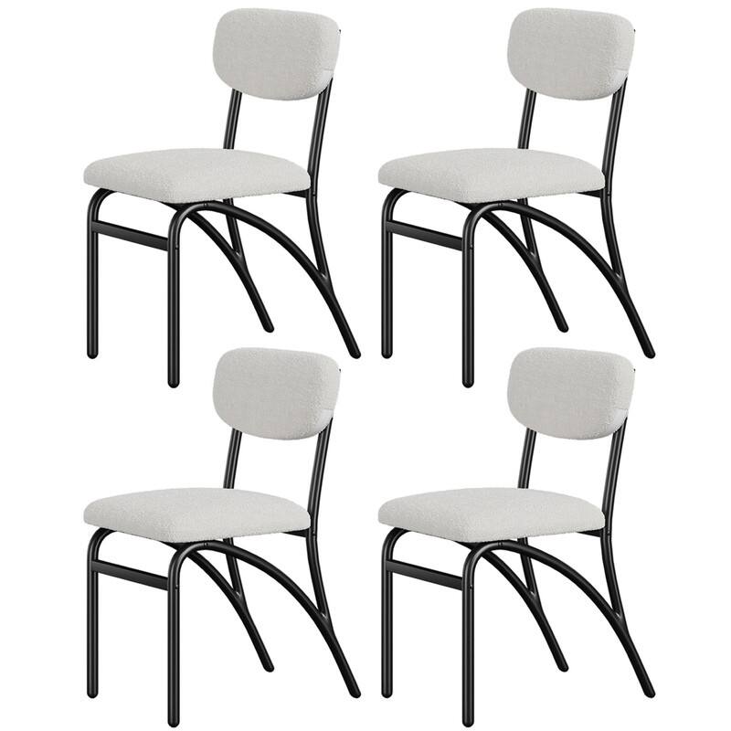 Modern Upholstered Kitchen Dining Room Chairs Set of 2,with Arched Metal Legs - Off-White - 4-Piece