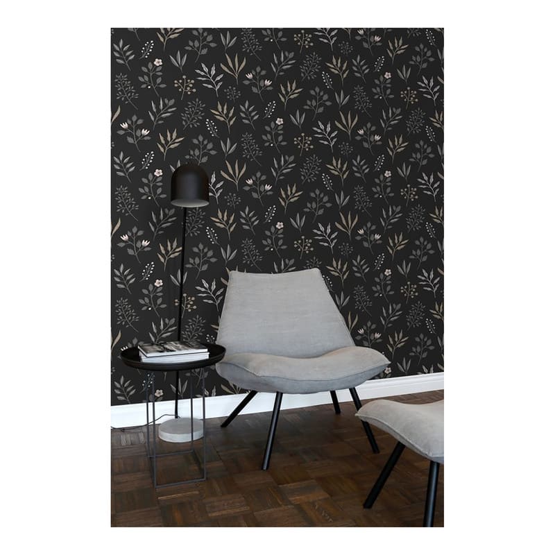 ESTA Home Cynara Charcoal Scandinavian Floral Wallpaper - 20.9 x 396 x 0.025