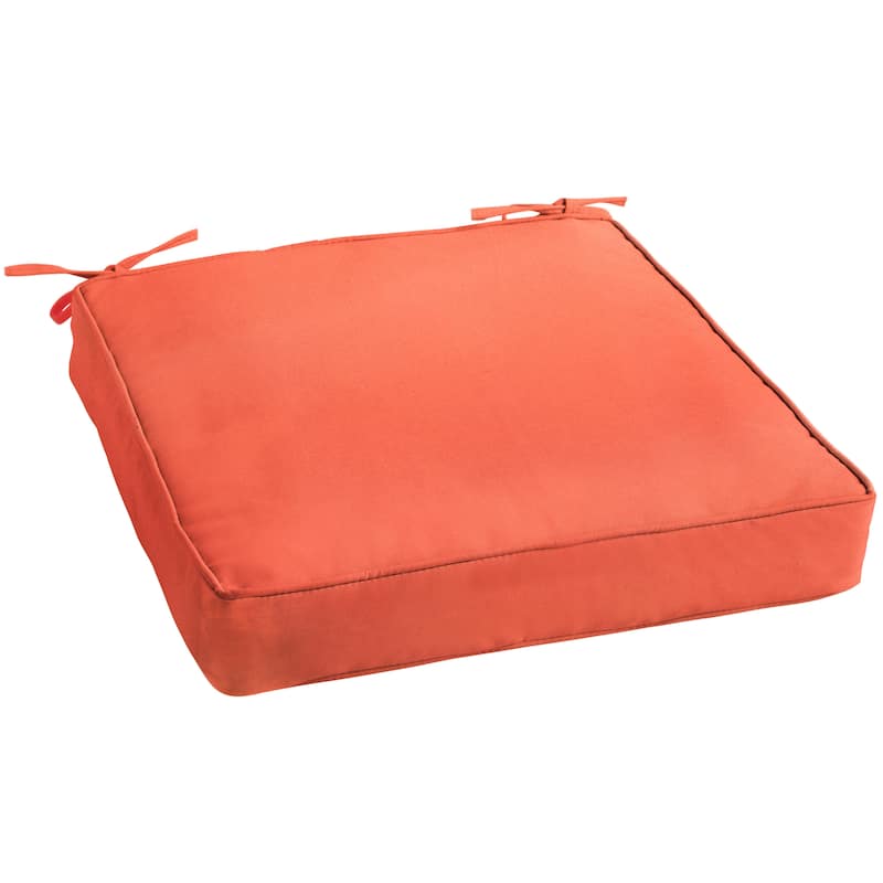Sorra Home Sunbrella Outdoor Corded Chair Cushion - 18 in W x 12 in D x 3 in H - Canvas Melon