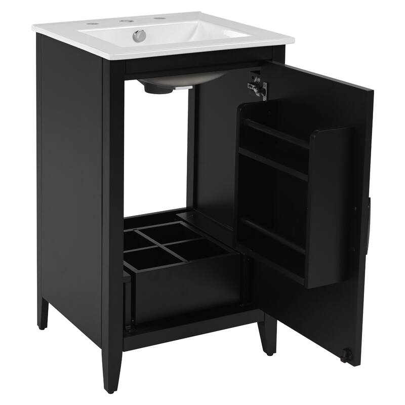 20.3" Bathroom Vanity with Sink, Drawer, Door Shelf, Soft-Closing Door