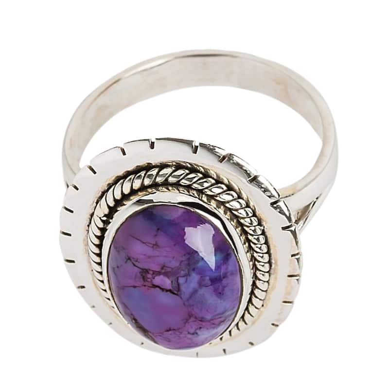 925 Sterling Silver Purple Mohave Turquoise Solitaire Ring