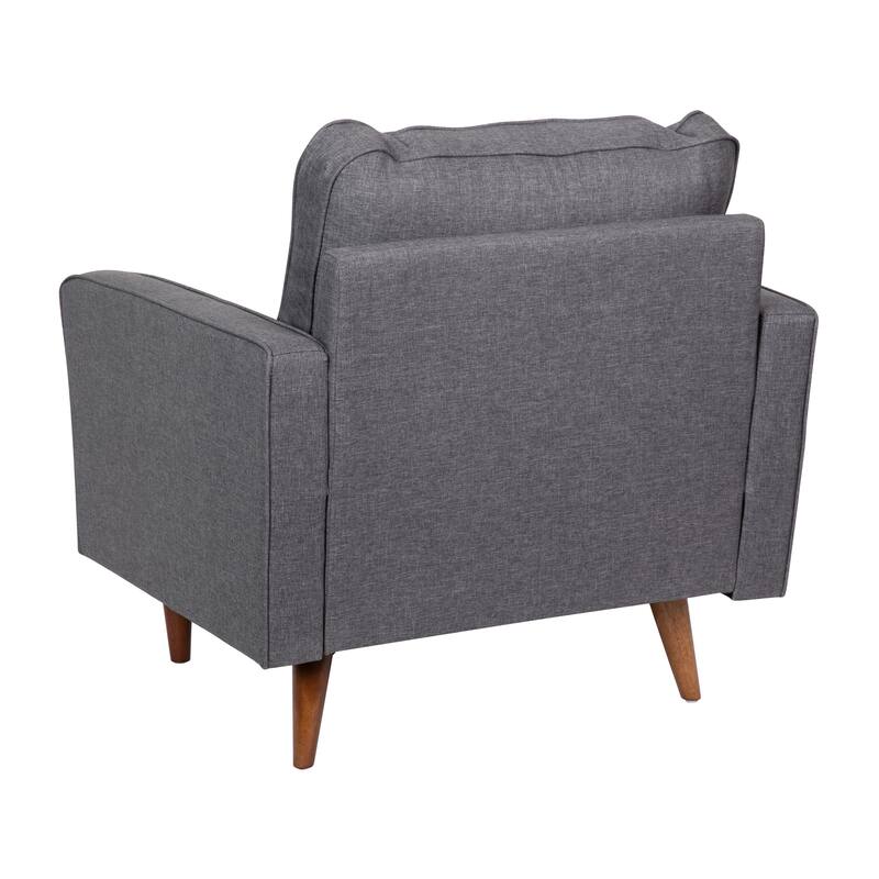 Compact Upholstered Tufted Chair with Wooden Legs - 30.5"D x 33"W x 33"H
