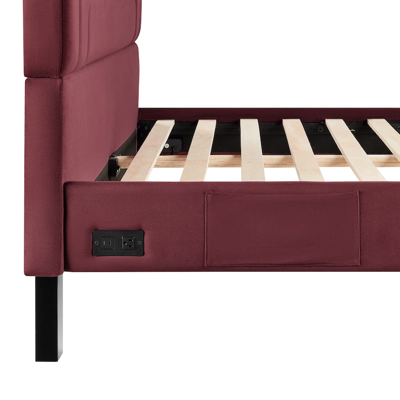 Studio Living Ashton Queen Upholstered Bed in Velvet Fabric