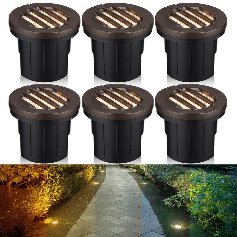 6 Pack Landscape 5W Grill Top Well Light Low Voltage 5CCT Selectable - Oil Rubbed Bronze