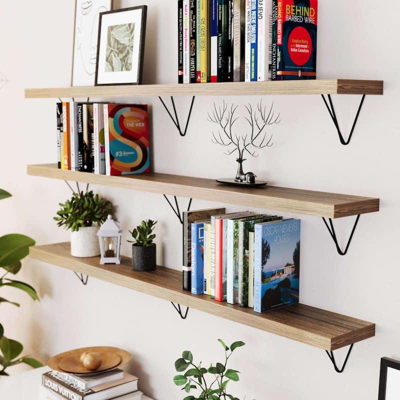 Wallniture Colmar 60 inch Floating Wood Shelf, Wall Bookshelf, Living Room Décor, Wooden Shelf for Wall, Shelving Unit