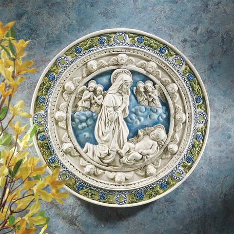 Design Toscano Adoration of the Child Roundel Wall Sculpture, Large - Multi-Color