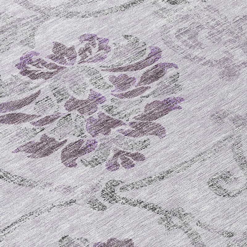 Machine Washable Indoor/ Outdoor Chantille Scroll Floral Rug