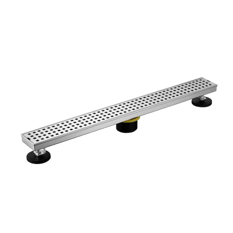 24 in. Stainless Steel Linear Shower Drain with Square Pattern Drain Cover