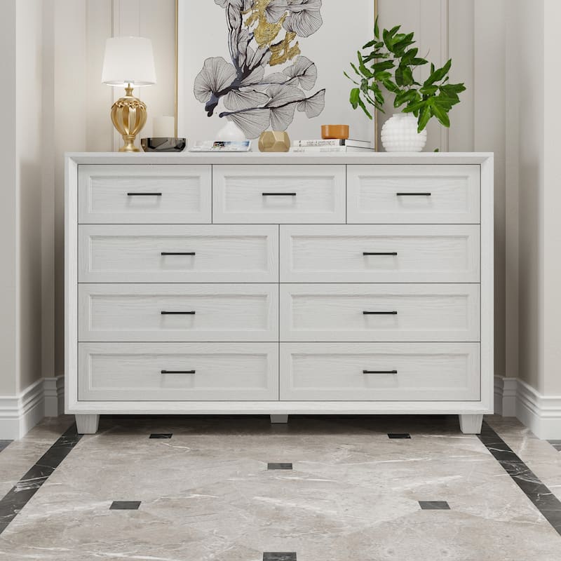 Storage Dresser Organizer TV Stand Chest of Drawers Brown White