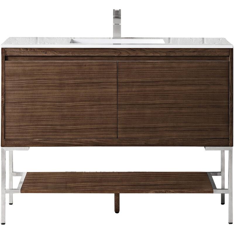 James Martin Vanities 805-V47.3-BN-GW Mantova 48" Single Basin Poplar - Mid-Century Walnut - Walnut Finish