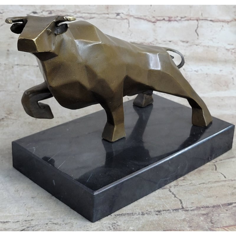 Abstract Geometric Modern Art Bull Sculpture Statue Original Signed Art By Mario Nick